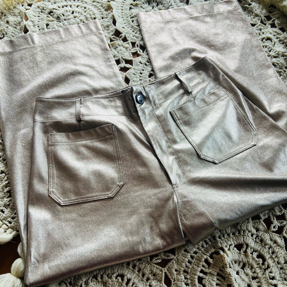 Maeve Colette Metallic Vegan Leather Pants - Picture 3 of 6